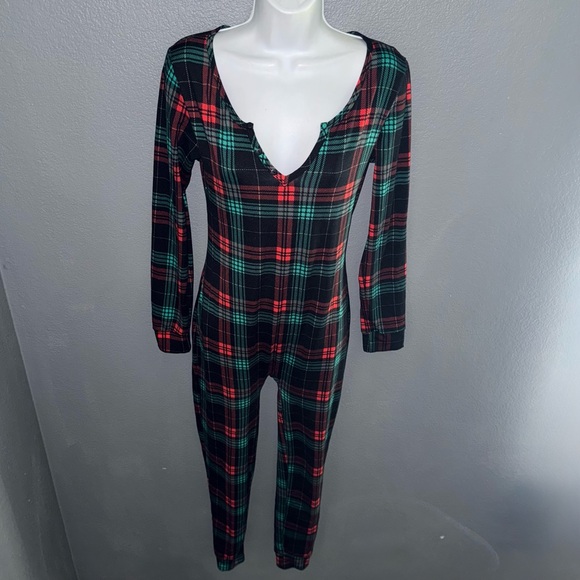 Shosho Women’s Checkered Gingham Red Long Sleeve Pajamas Medium - Picture 3 of 7